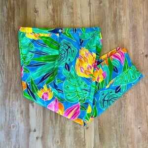 Lauren Ralph Lauren Floral Tropical Pants 14 Ankle Luau Cruise Resort Cotton